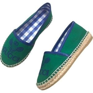 GUCCI Alejandro Boys Espadrille Green and Blue Size 30